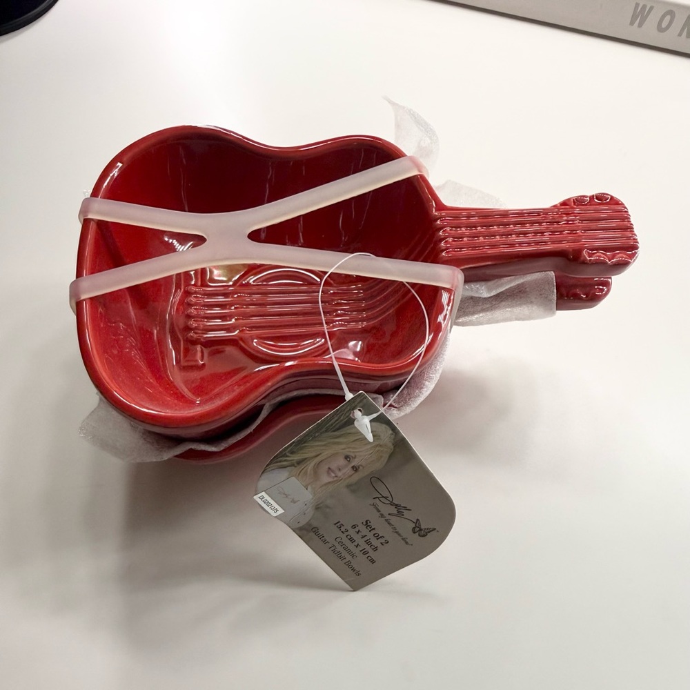 Dolly Parton Red Guitar Tidbit Bowls